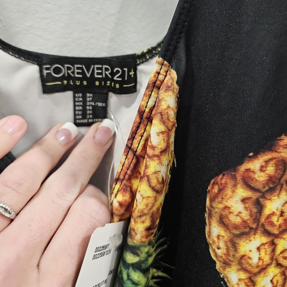 Forever 21 Black Pineapple Print One Piece Swimsuit - Picture 7 of 7